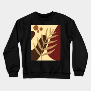 Minimal Modern  Abstract Shapes Olive Brown Leaf   Pattern Crewneck Sweatshirt